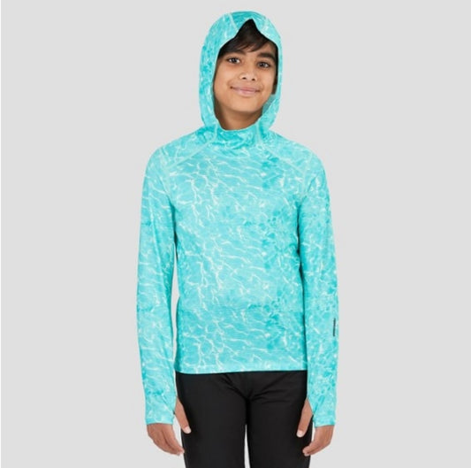 Terramar Kids Ventilator Hoodie Tropical Water Print Sm