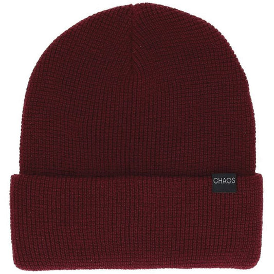 Chaos Eco Repreve Knit Thermal Stitch Cuffed Two Layer Beanie OSFM Deep Red