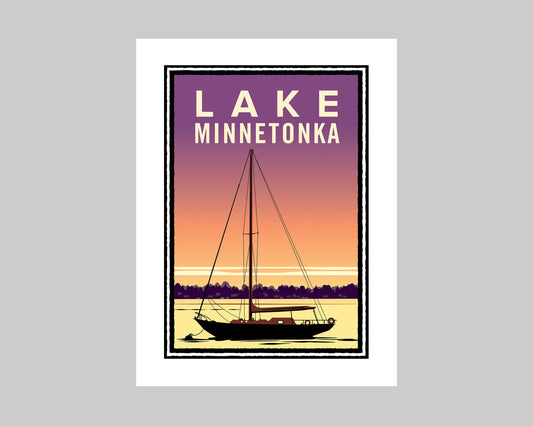 Lake Minnetonka purple sunset sail || Minnesota Landmark Art Print