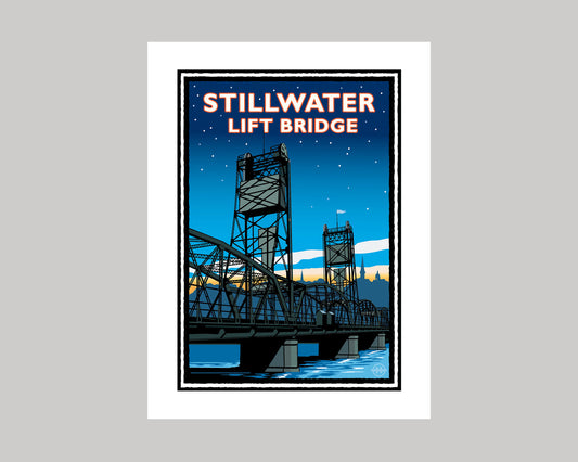 Stillwater Lift Bridge Twilight || Minnesota Landmark Art Print