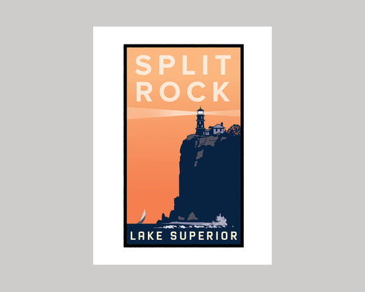 Split Rock Lighthouse Orange Sky || Minnesota Landmark Art Print