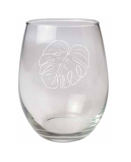 Monstera Leaf Stemless Wine Glass || Minnesota Made Gifts