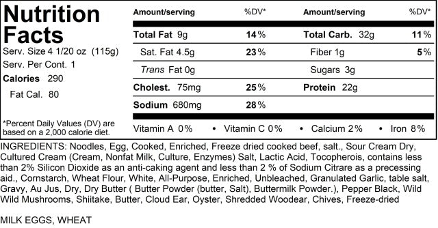 Beef Stroganoff, 1 Serving