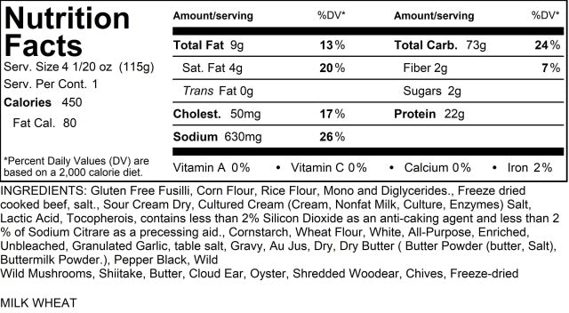 Beef Stroganoff GF, 1 Serving