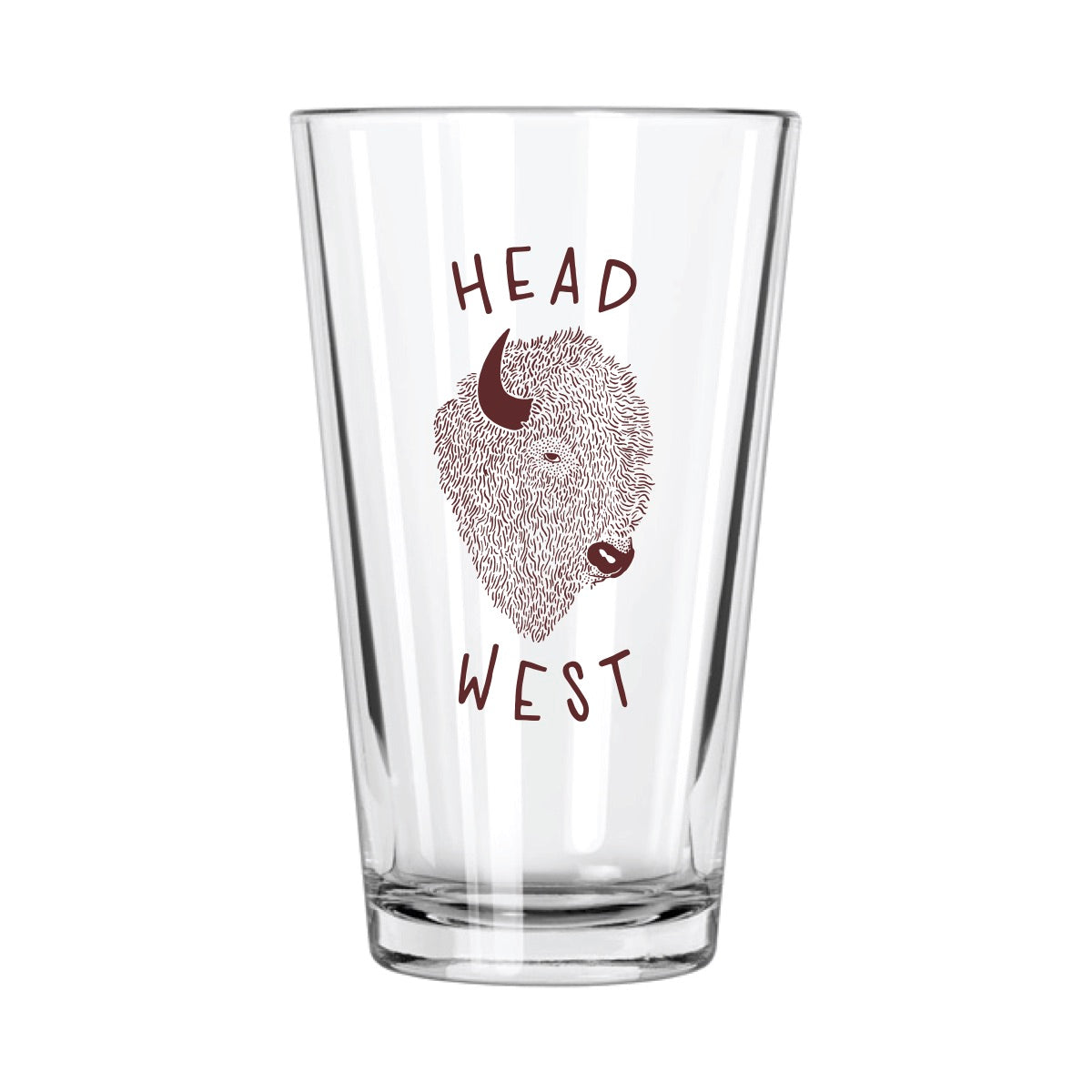 Head West Buffalo Pint Glass || Minnesota Made Gifts