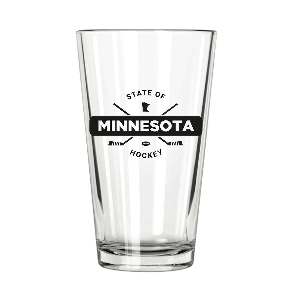 State of Hockey: Minnesota Pint Glass - Northern Glasses Pint Glass