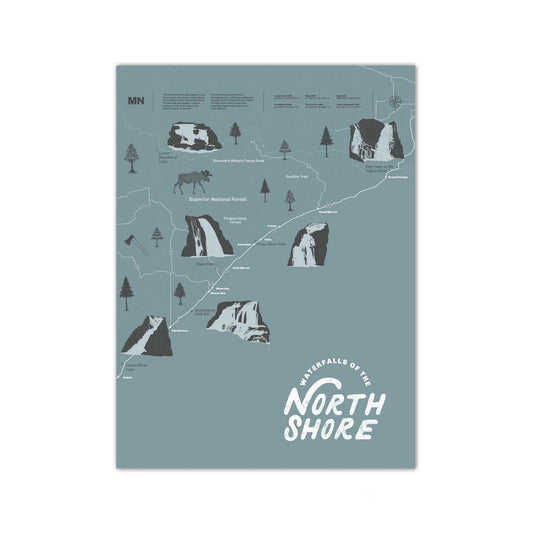 North Shore Waterfall Map (18" x 24") || Minnesota Made Gifts